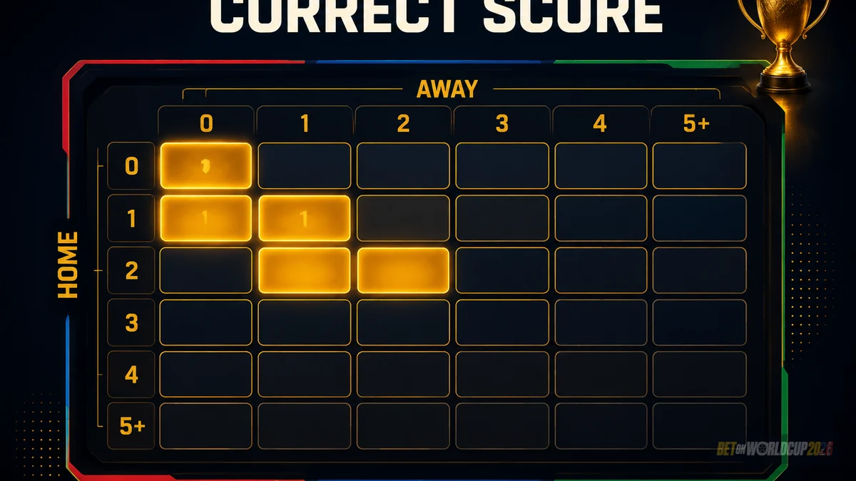 Grid skor tepat bergaya dari 0-0 hingga 5+ — menunjukkan struktur pasaran grid ramalan odds panjang